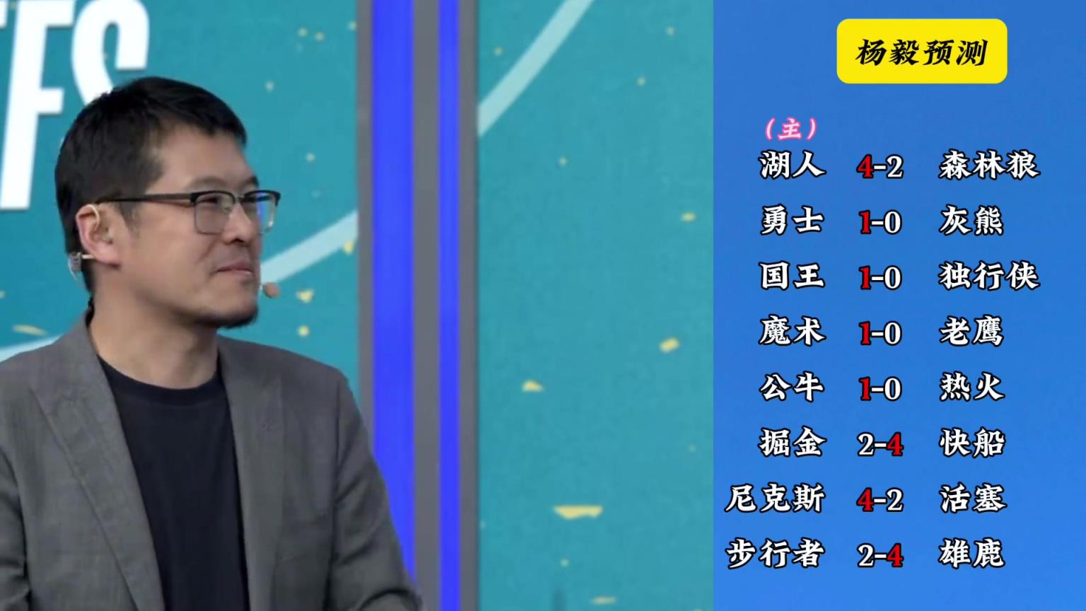 明燈來(lái)了！看看楊毅的季后賽預(yù)測(cè)：湖人4-2狼 快船4-2掘金